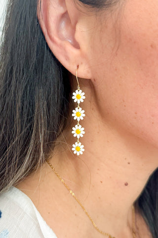 White Daisy Earrings