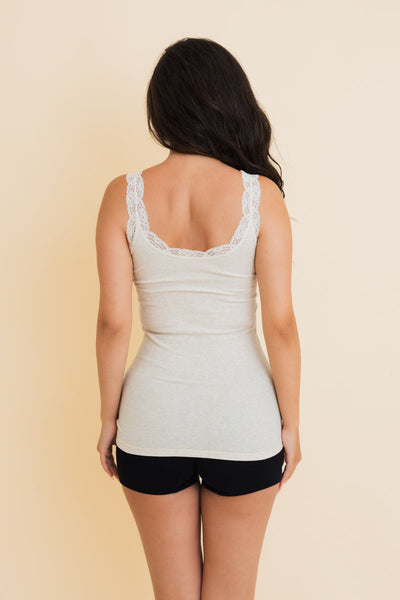 Everyday Lace Trim Ribbed Tank Top- 3 colors