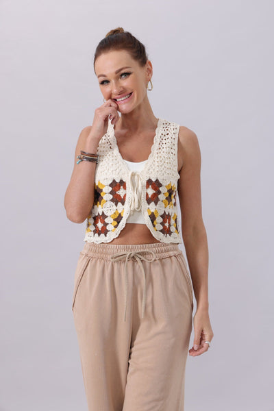 Boho Granny Square Crochet Vest