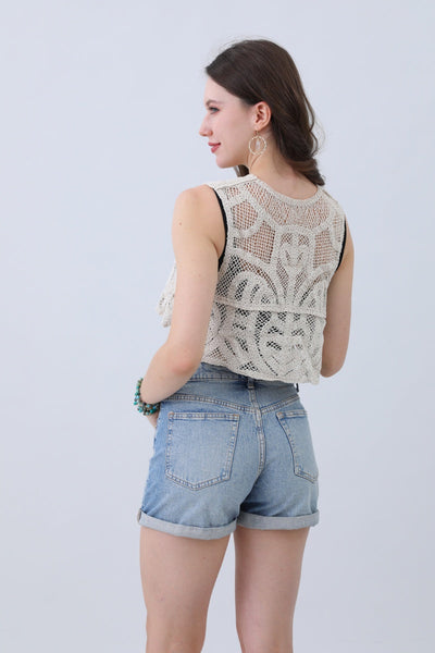 Crochet Boho Crop Top – Artisan Side-Tie Detail🌿✨