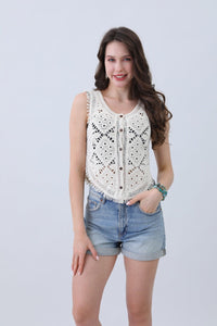 Boho Crochet Vest – Cotton Lace Summer Essential🌞✨