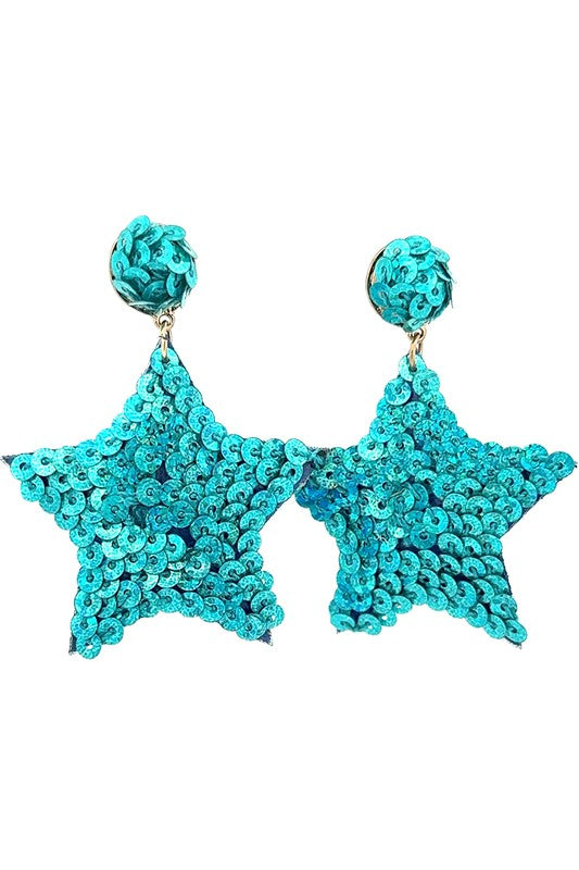 Turquoise Sequins Earrings