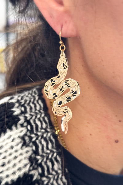 Snake Black & White Earrings