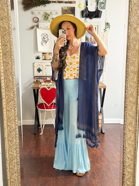 One Size SAMPLE // Blue Tassel Kimono