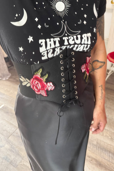 Rose Patch Corset Elastic Belt