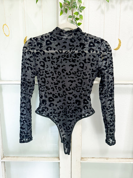 Small SAMPLE Sheer Leopard Body Suit