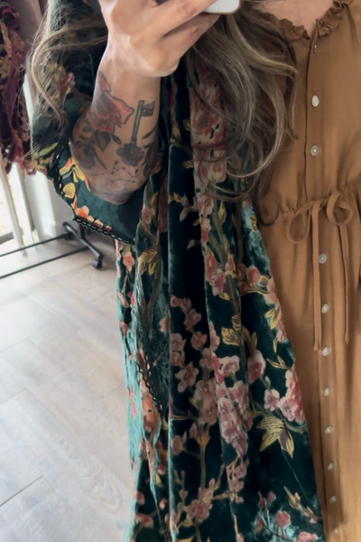 One Size SAMPLE // Green Velvet Kimono