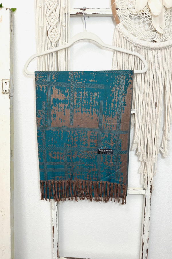 SAMPLE Darker Turquoise/Gold Pashmina Scarf