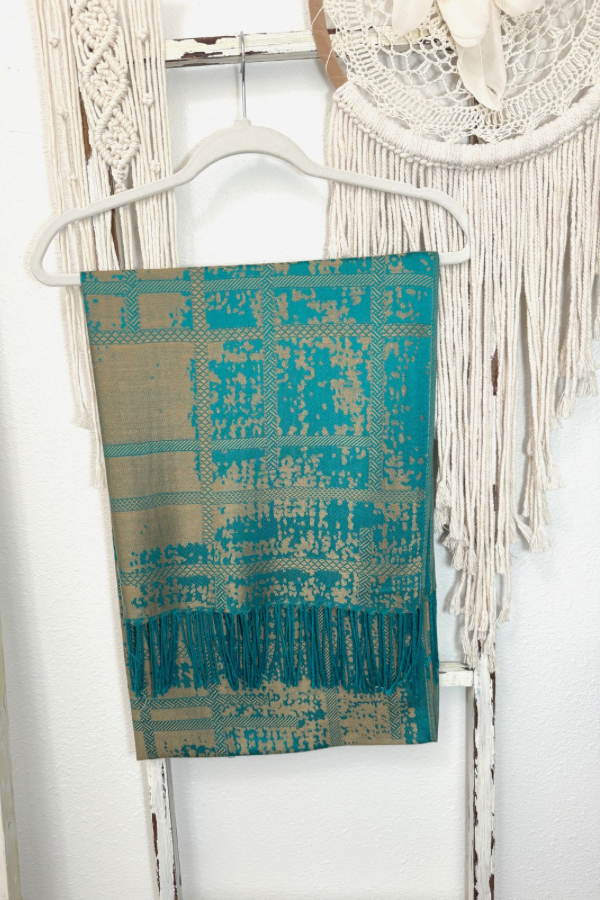 SAMPLE Lighter Turquoise/Gold Pashmina Scarf