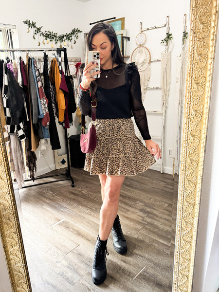 Leopard Print Mini Skirt