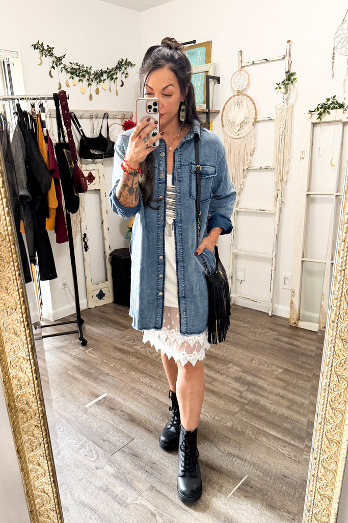 chambray t shirt dress Finley Chambray Blue V-neck T-shirt Dress, XX Large