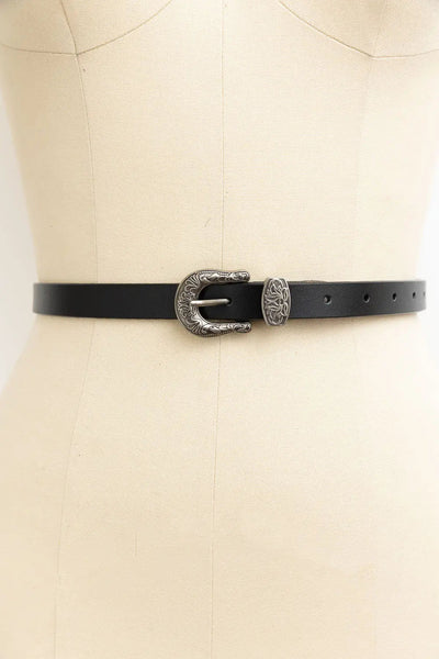 Western Style Skinny Leather Belt - Cowgirl Chic Leto Collection