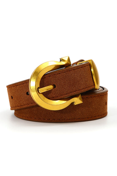 Golden Horseshoe Suede Belt - Subtle Western