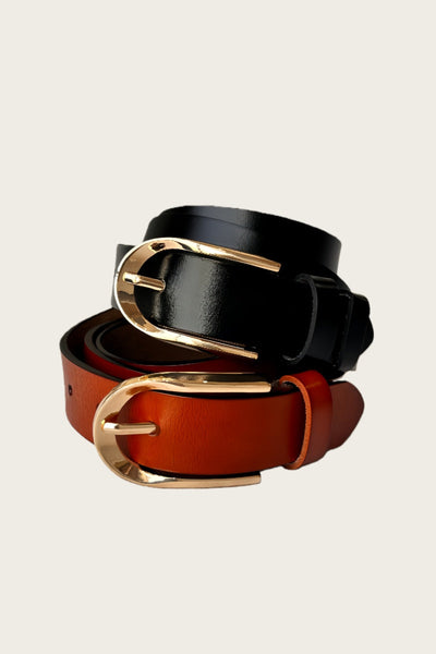 Sleek U-Shape Metal Buckle Minimalist Belt