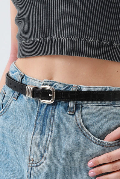 Faux Alligator Leather Belt