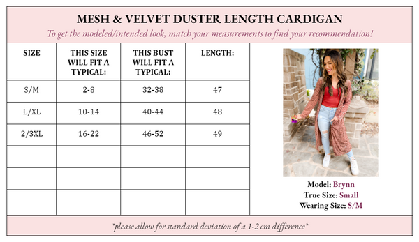 Mabel Mesh & Velvet Duster Cardigan (2 colors)