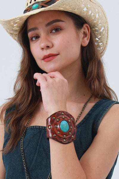 Aegean Boho Leather Cuff – Minimalist Bracelet 🌊
