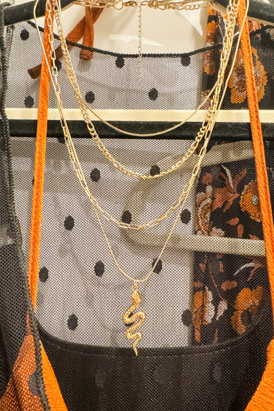 Golden Serpent Layered Snake Necklace 🐍