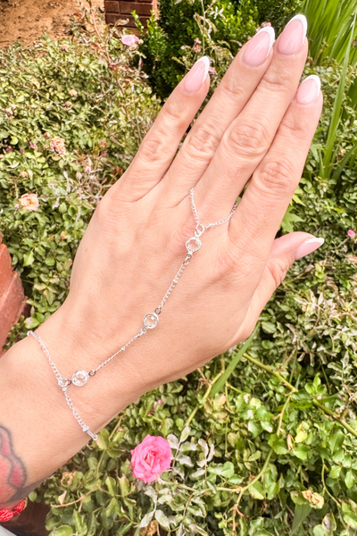 Silver Rhinestone Hand Chain