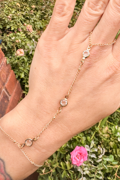 Gold Rhinestone Hand Chain