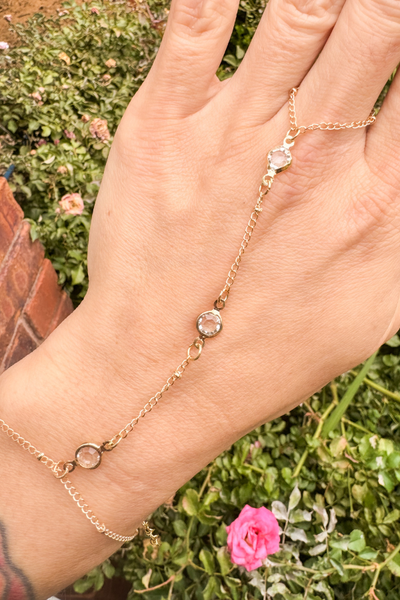 Gold Rhinestone Hand Chain