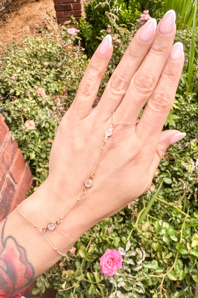 Gold Rhinestone Hand Chain