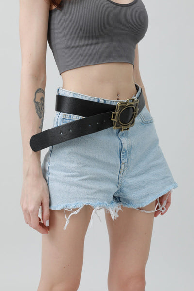 Vintage Western Belt – Geometric Buckle Cowboy Style 🤠⛓️