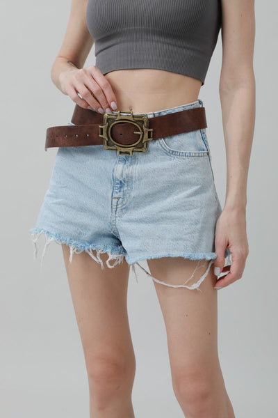 Vintage Western Belt – Geometric Buckle Cowboy Style 🤠⛓️