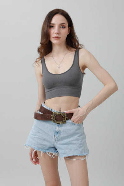 Vintage Western Belt – Geometric Buckle Cowboy Style 🤠⛓️