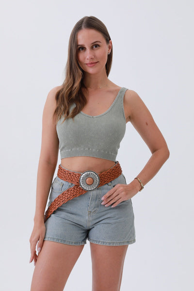 Stone-Embedded Round Buckle Bohemian Wide Belt – Vintage Elegance🌿💎