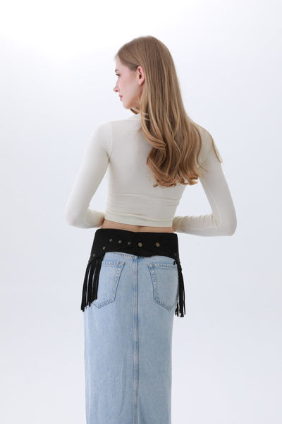 Boho Punk Corset Belt – Fringe & Studded Statement✨