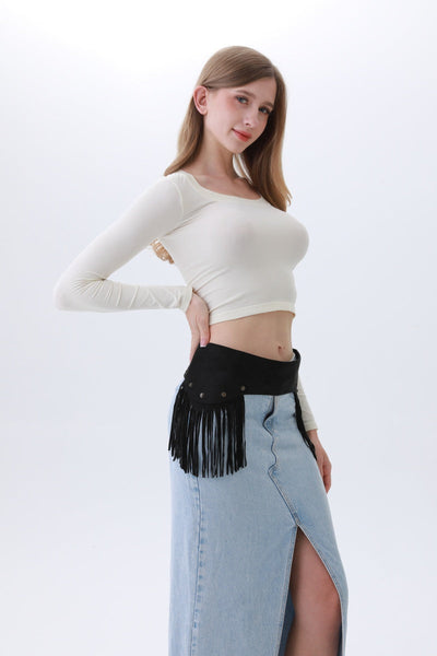 Boho Punk Corset Belt – Fringe & Studded Statement✨