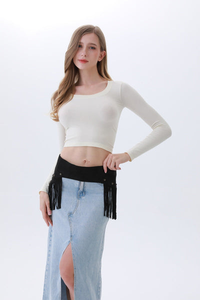 Boho Punk Corset Belt – Fringe & Studded Statement✨