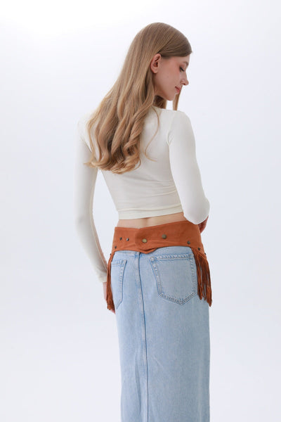 Boho Punk Corset Belt – Fringe & Studded Statement✨