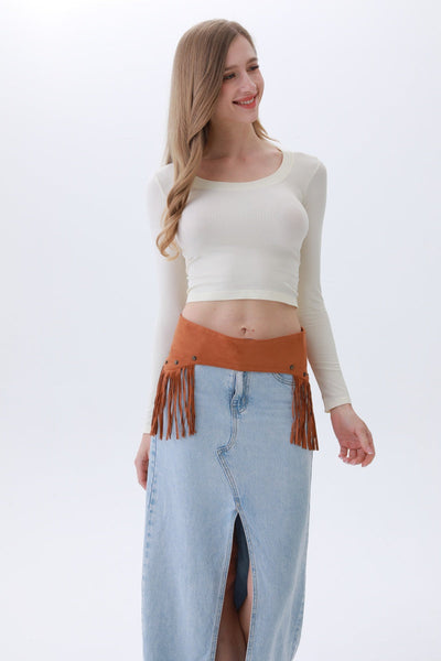 Boho Punk Corset Belt – Fringe & Studded Statement✨