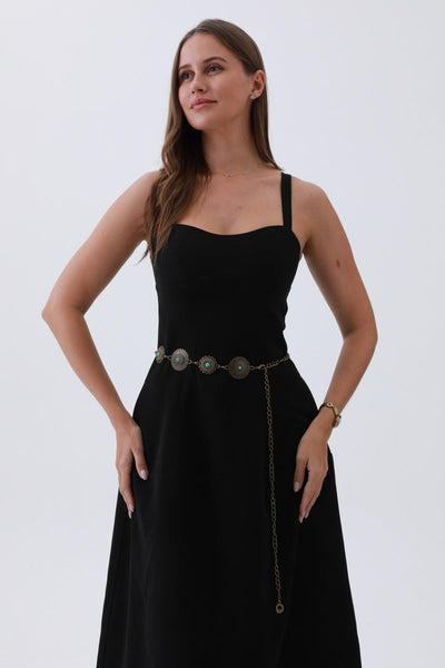 Boho Turquoise Belt – Antique Bronze Buckle with Gemstone Accents🌵✨