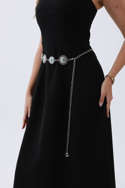 Boho Turquoise Belt – Antique Bronze Buckle with Gemstone Accents🌵✨