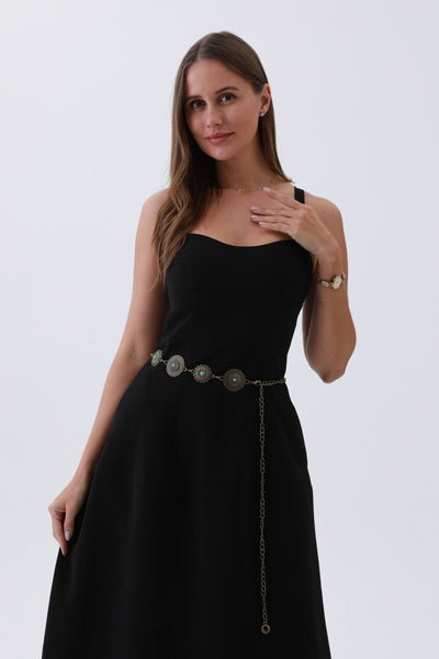 Boho Turquoise Belt – Antique Bronze Buckle with Gemstone Accents🌵✨