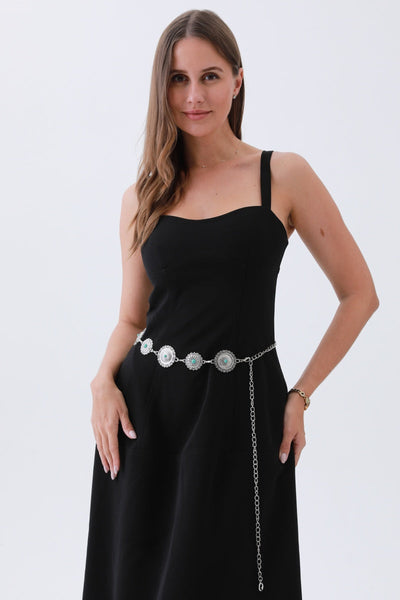 Boho Turquoise Belt – Antique Bronze Buckle with Gemstone Accents🌵✨