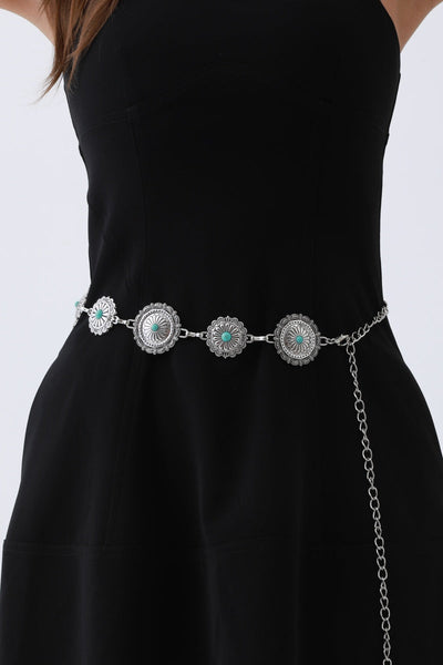 Boho Turquoise Belt – Antique Bronze Buckle with Gemstone Accents🌵✨