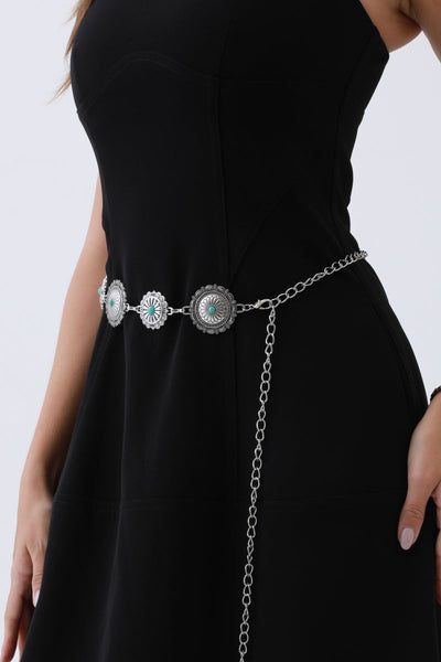 Boho Turquoise Belt – Antique Bronze Buckle with Gemstone Accents🌵✨