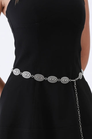 Vintage Oval Buckle Belt – Western Chain Strap Design🤠⛓️