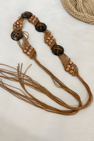 Boho Macrame Waist Chain – Coconut Shell & Fringe Belt 🌿🥥