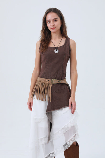 Cowgirl Tassel Belt – Antique Bronze Buckle & Western Fringe 🤠✨