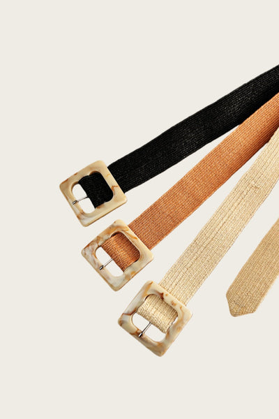 Artisan Marbled Square Buckle Stretch Waist Belt