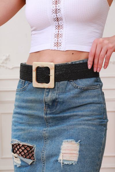 Artisan Marbled Square Buckle Stretch Waist Belt