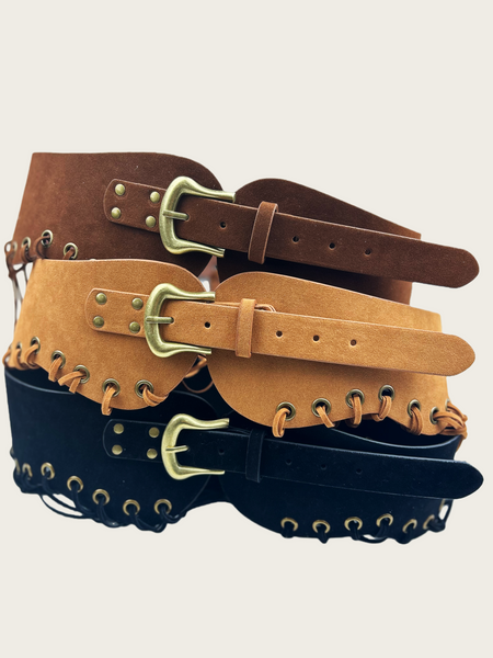 Boho Rodeo: Western Style Fringe Embellished Suede Corset Belt
