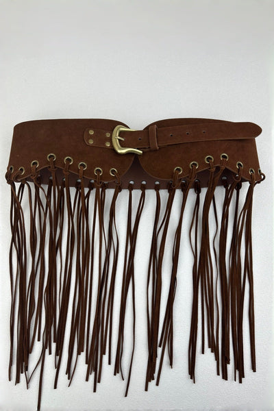 Boho Rodeo: Western Style Fringe Embellished Suede Corset Belt