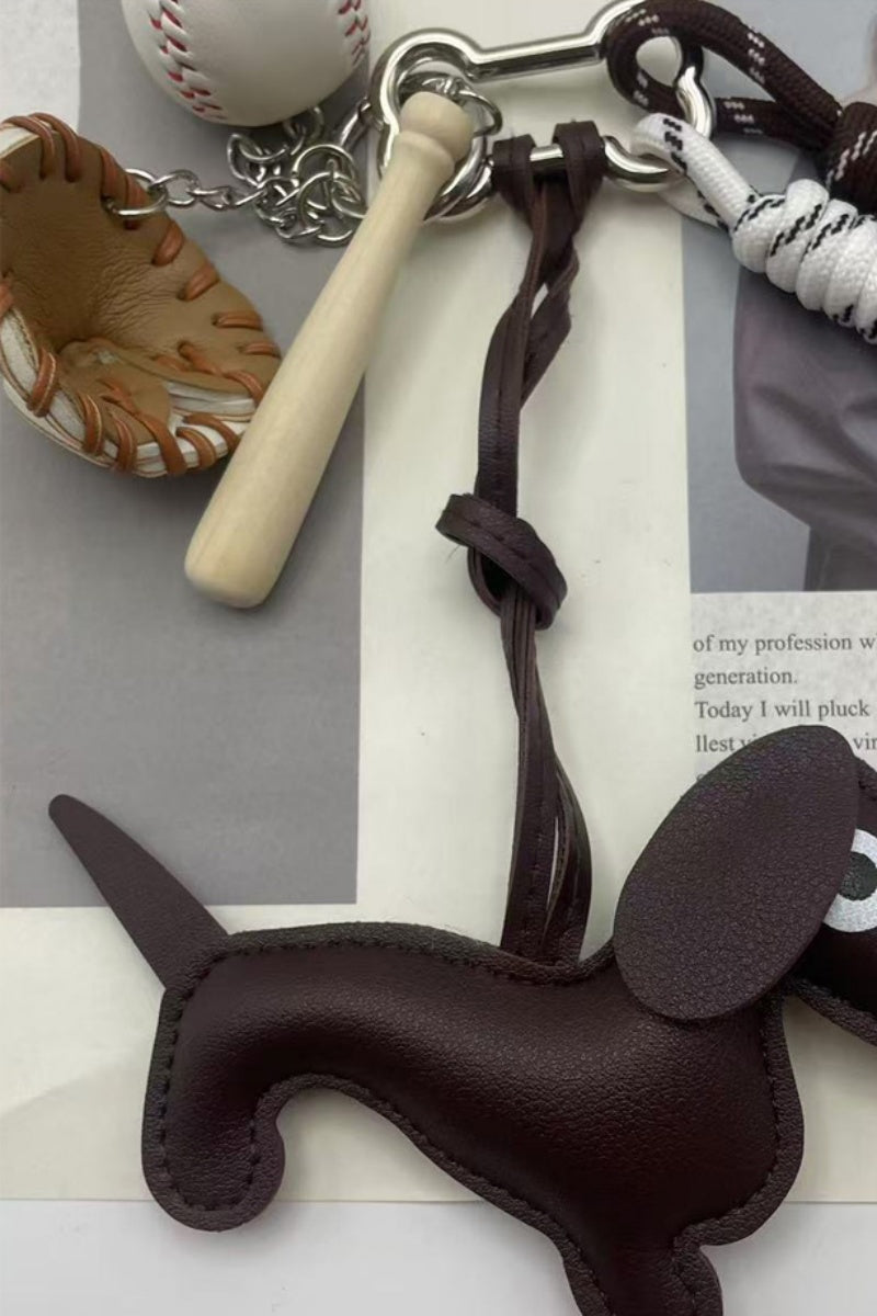 Baseball Stitch Leather Charm – Handmade Braided Bag Accent ⚾✨