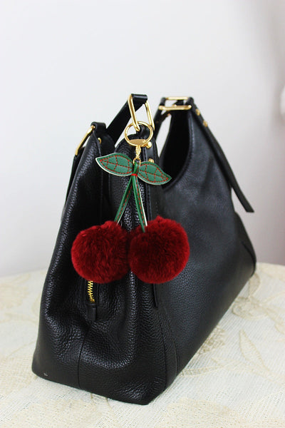 Furry Cherry Purse Charm – Plush Bag Pendant 🍒✨